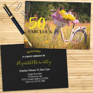Vintage Birthday 50 och Fabulous Party Bicycle Inbjudningar