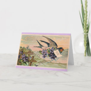 Vintage Birthday - Bluebird & Violets Kort