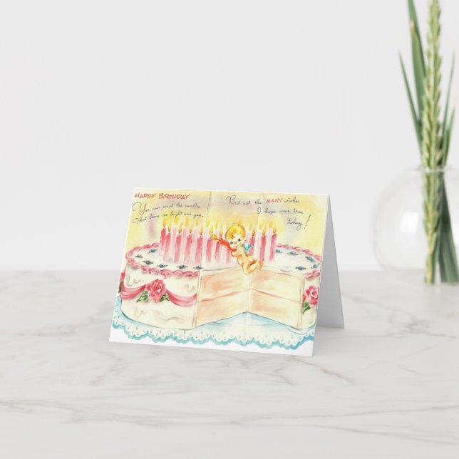 Vintage Birthday Cake Kort (Framsida)