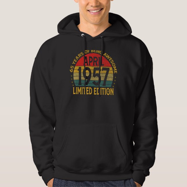 Vintage Birthday Dekoration April 1957 Hoodie (Framsida)