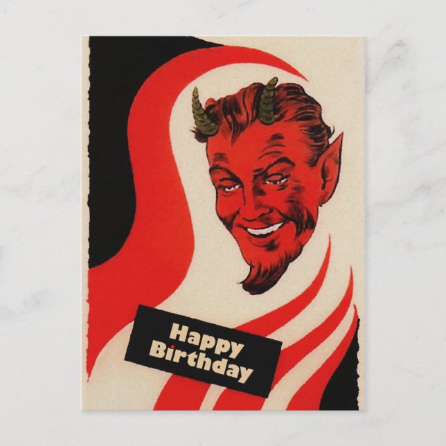 Vintage Birthday Djävulen Vykort (Framsida)