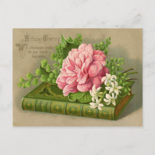 Vintage Birthday Flowers Vykort
