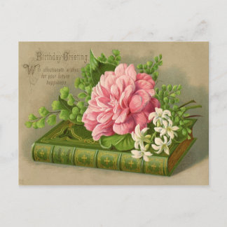 Vintage Birthday Flowers Vykort
