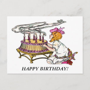 Vintage Birthday Girl med kummel Vykort