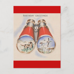 Vintage Birthday Greetings Bird Hunter Vykort