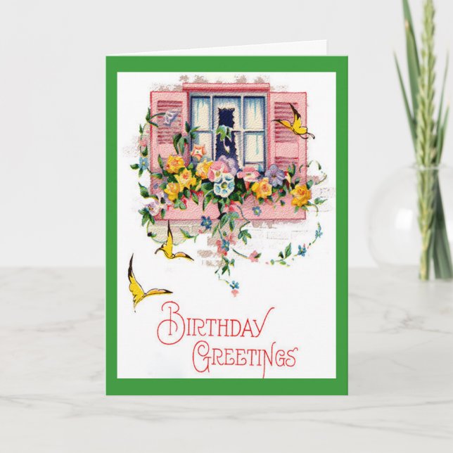 Vintage Birthday Greetings Kort (Framsida)