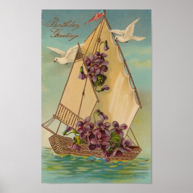 Vintage Birthday Greetings Poster (Framsidan)