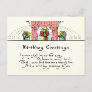 Vintage Birthday Greetings Vykort