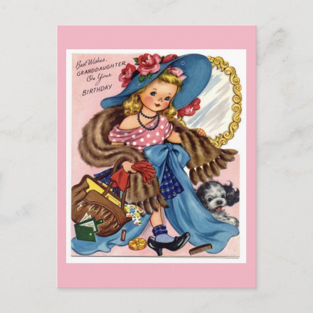 Vintage Birthday Postcard. Vykort (Framsida)