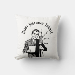 Vintage Birthday Radio Announcer Kudde