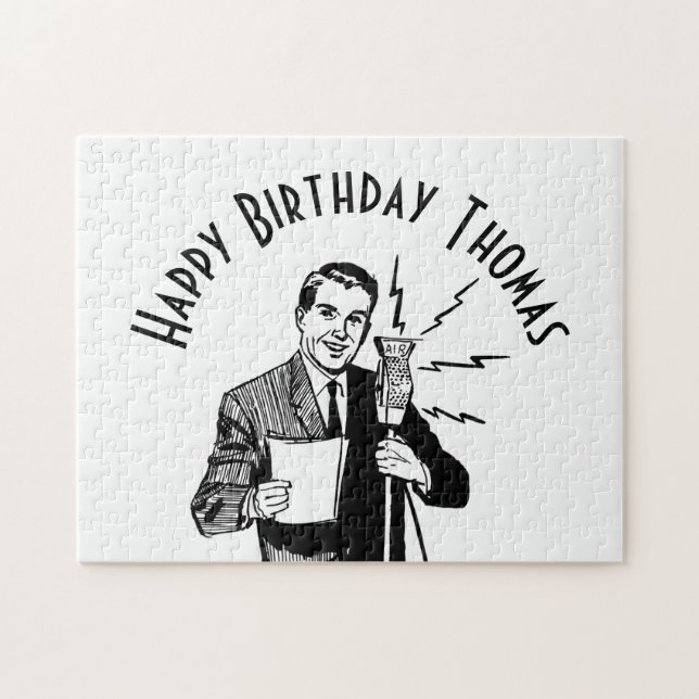 Vintage Birthday Radio Announcer Pussel (Horisontell)