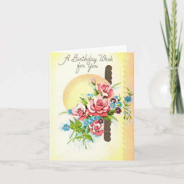 Vintage Birthday Wish Kort (Framsida)