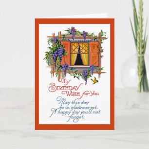 Vintage Birthday Wish Kort