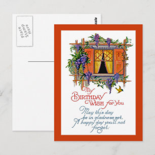 Vintage Birthday Wish Vykort