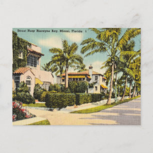 Vintage Biscayne Bay, Miami, Florida Vykort