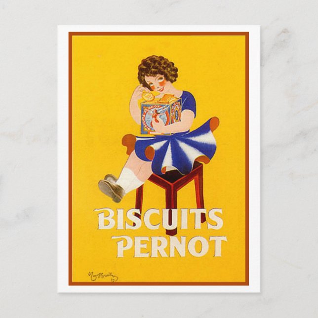 Vintage Biscuits Pernot Ad Vykort (Framsida)