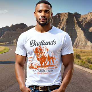 Vintage Bison Design – Badlands National Park T Shirt