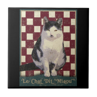 Vintage Bistro Cat Kakelplatta