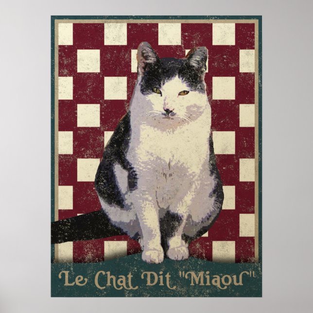 Vintage Bistro Cat Poster (Framsidan)