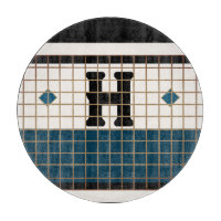 Vintage Bistro Tile Turquise och Guld Monogram
