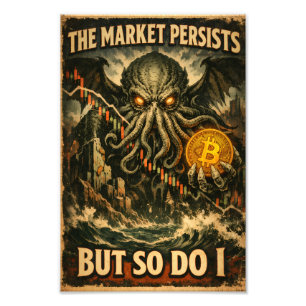 Vintage Bitcoin-skräckaffisch – ”Marknaden Består” Fototryck