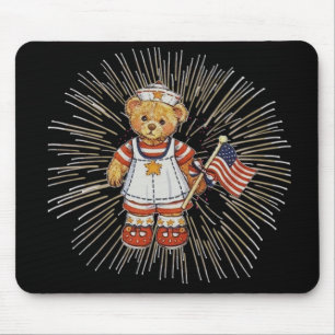 Vintage Björn med moderna vita Fireworks Musmatta