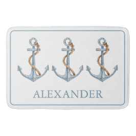 Vintage blå ankare med Rope-Personlig Badrumsmatta