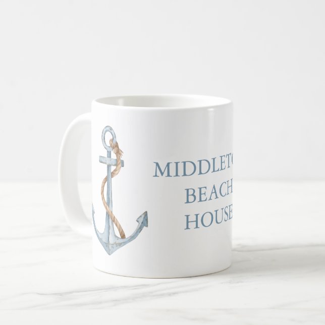 Vintage blå ankare med Rope-Personlig Kaffemugg (Framsida vänster)