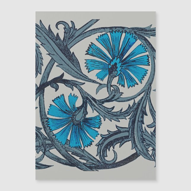 Vintage Blå Antik Blomma konst rustik Kakeldekorat (Framsida)