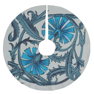 Vintage Blå Antik Blomst konst rustik Kakeldekorat Julgransmatta Borstad Polyester