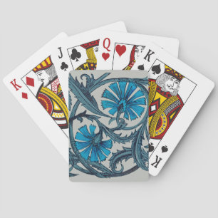 Vintage Blå Antik Blomsterkonst rustik Kakeldekora Casinokort
