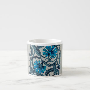 Vintage Blå Antik Blomsterkonst rustik Kakeldekora Espressomugg