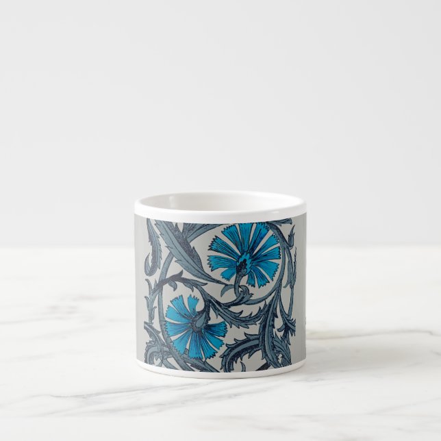 Vintage Blå Antik Blomsterkonst rustik Kakeldekora Espressomugg (Framsidan)