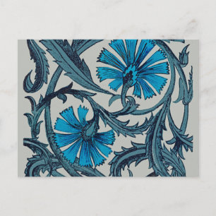 Vintage Blå Antik Blomsterkonst rustik Kakeldekora Vykort