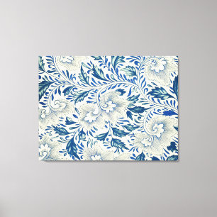 Vintage Blå Asiatiskt Blommotiv: Antik Chinoiserie Canvastryck