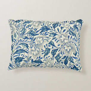 Vintage Blå Asiatiskt Blommotiv: Antik Chinoiserie Prydnadskudde