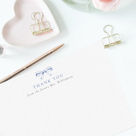 Vintage Blå Båge Framtida Fru Bröllopsfest Tack Kort