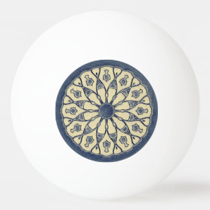 Vintage Blå-Beige Radial Mandala Ornament Pingisboll