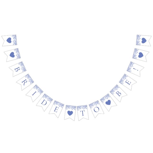 Vintage blå blommig brud att bli-girlangbanner vimplar (Alla)