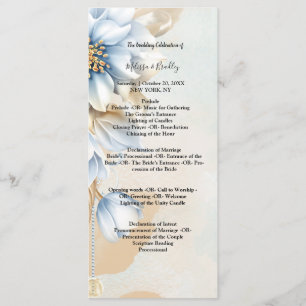 Vintage Blå blommig ceremoniprogram Program