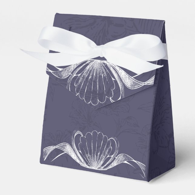 Vintage Blå Blommiga Förmånslådor Presentaskar (Framsidan Sidan)