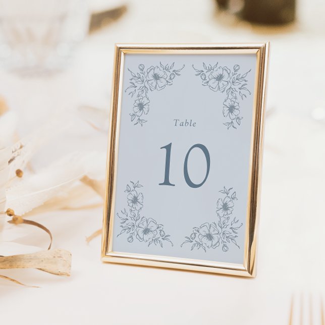 Vintage blå Blommigt Bordsnummer (Vintage Blue Floral Table Number
)