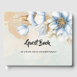 Vintage blå blommigt gästböcker