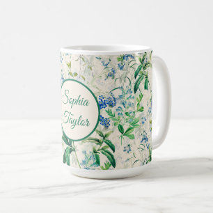 Vintage blå Blommigt Kaffemugg