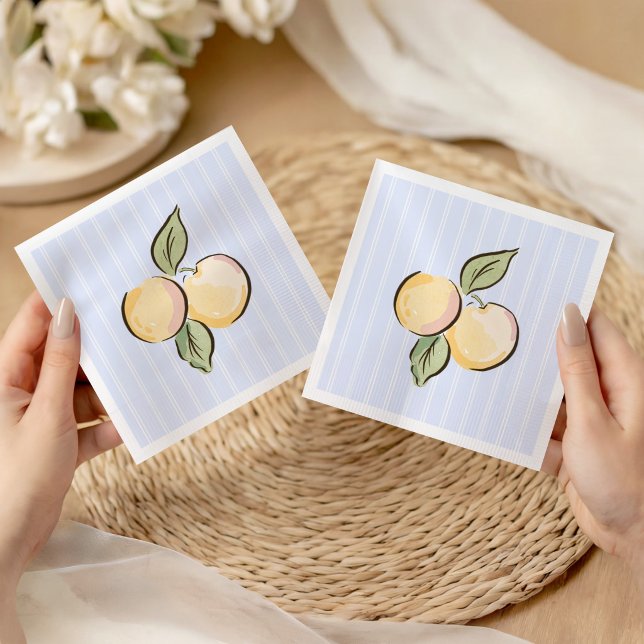 Vintage Blå Citron Citrus Baby Shower  Pappersservett (Skapare uppladdad)
