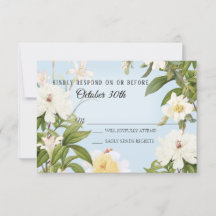 Vintage Blå Elfenbensfärgad Ros Peony RSVP Bröllop