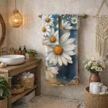 Vintage Blå Fjäril och Prästkragar | Farmhouse