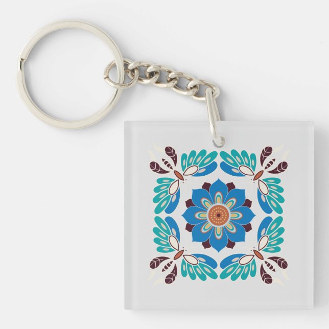 vintage blå fjärilar och rosette (Framsidan)