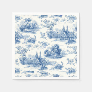 Vintage blå fransk toile de Jouy blomstermönster Pappersservett