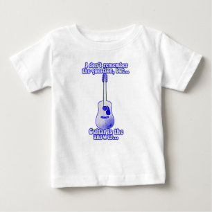 Vintage blå gitarr med inspirerande citat t shirt